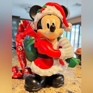 Disney Mickey Mouse Santa Figurine - Red, Green, and Black